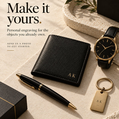 Simple line engraving on premium personal objects