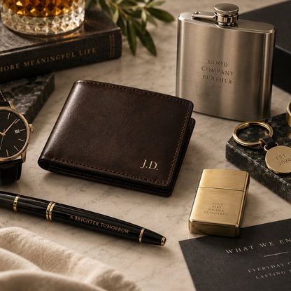 Initials engraving on a premium everyday carry set